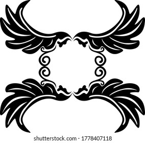 Vector Design of Black Wing Ornaments