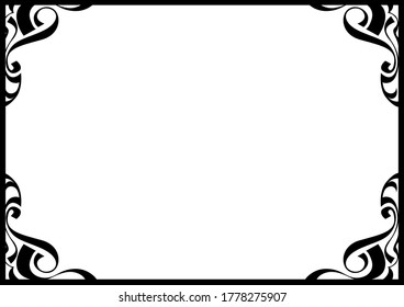 Vector Design of a Black Wood Ornament Frame Box a Nature Theme