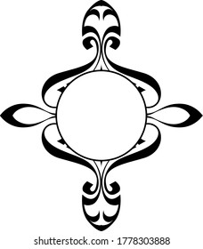 Vector Design of a Black Wood Ornament Frame Circle a Nature Theme