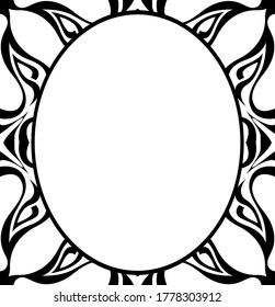Vector Design of a Black Wood Ornament Frame Circle a Nature Theme
