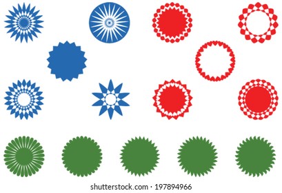 Vector design of blank labels, buttons and background ornamental designs