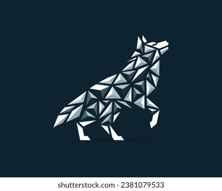 Vector design blending Turkish tangrams to depict the iconic Grey Wolf from Turkish mythology. 