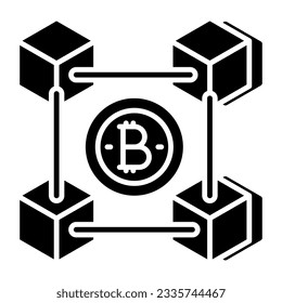 Vector design of blockchain, solid icon 