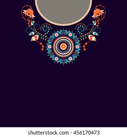 Vector design for blouses, T-shirt. Paisley border. Colored decorative embroidery