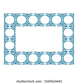 Vector Design of a Blue Ancient Ornament Frame with a Natural Theme