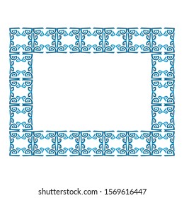 Vector Design of a Blue Ancient Ornament Frame with a Natural Theme