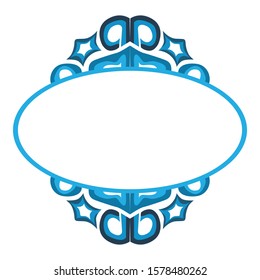 Vector Design of a Blue Ancient Ornament Circle Frame with a Natural Theme