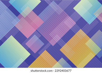 Vector design of a blue background with flat multicolored geometric shapes and lines