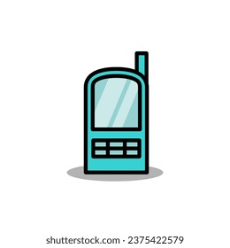 diseño vectorial para un teléfono celular azul con un modelo vintage sobre fondo blanco