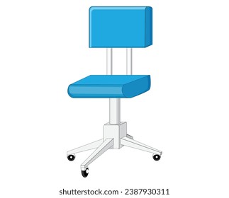 vector design of a blue chair or bench which is usually used for seating with four legs on four wheels so it can be pushed in various directions