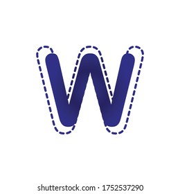 Diseño vectorial del alfabeto blanco azul.Idea creativa del logotipo alfabético.Diseño del logotipo del alfabeto W