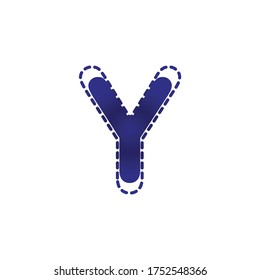 Vector Design of Blue Dotted Y Alphabet.Creative Idea of Alphabetic Logo.Logo design of Y Alphabet