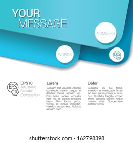 Vector design. Blue edition of rounded rectangles  colorful header - banner  composition. position: top margin decoration & text box. Horizontal scalable  infographics & web design & brochure element