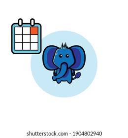 Vector design of blue elephant spotted calendar