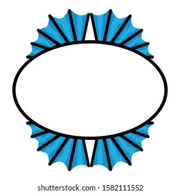Vector Design of a Blue Fan Ornament Circle Frame with a Fan Theme