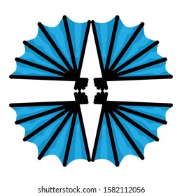 Vector Design of Blue Fan Ornaments