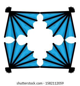 Vector Design of Blue Fan Ornaments