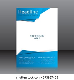 Vector Design Of The Blue Flyer, Cover, Brochure, Poster, Report With Place For Picture. Vector Template For Your Business In A4 Size.