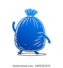 Diseño vectorial de una bolsa de basura azul 