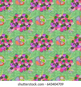 Vector design in blue and green colors. Ditsy style. Flower seamless pattern simple floral print with small flowers.