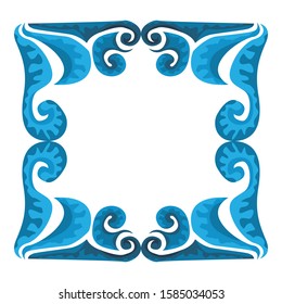 Vector Design of a Blue Leaf Ornament Frame with a Nature Theme