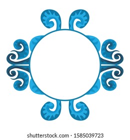 Vector Design of a Blue Leaf Ornament Circle Frame with a Nature Theme