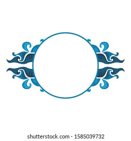 Vector Design of a Blue Leaf Ornament Circle Frame with a Nature Theme