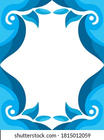 Vector Design of a Blue Leaf Ornament Box Frame with a Nature Theme