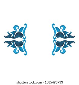 Vector Design of Blue Leaf Ornaments