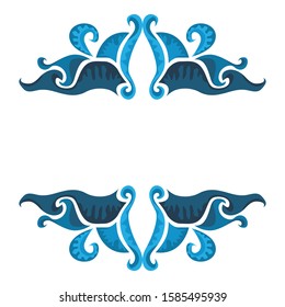 Vector Design of Blue Leaf Ornaments