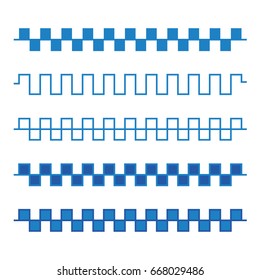 Vector design of blue line sea, marine wave set. Square shapes used.