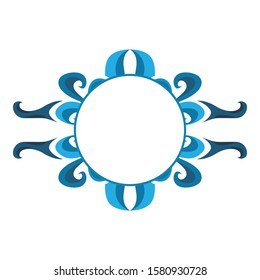 Vector Design of a Blue Ocean Ornament Circle Frame with a Blue Ocean Theme