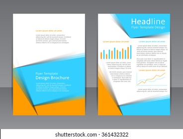 Vector design of the blue and orange flyer, cover, brochure, poster, report. Vector template for your business in A4 size.