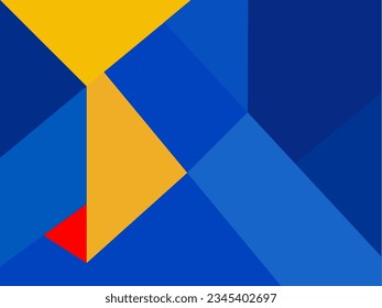 Un diseño vectorial de fondo azul rojo y amarillo con formas geométricas