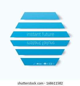 Vector design.  Blue straight lines cut edition of a hexagon shape banner or textbox Abstract minimal geometric 3d eps10 origami illustration for web, brochure, print, infographics or other medium.  