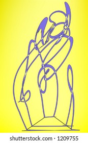 Vector design of blue strokes on yellow