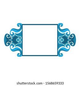 Vector Design of a Blue Wave Box Frame with a Natural Theme