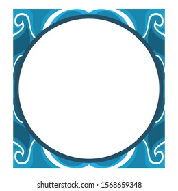 Vector Design of a Blue Wave Box Frame with a Natural Theme