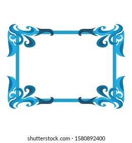 Vector Design of a Blue Wave Ornament Frame with a Blue Ocean Theme
