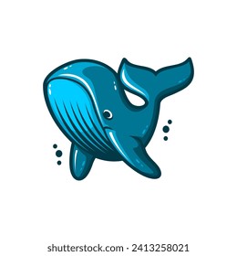 vector design of blue whale on white background 