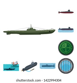 Vector design of boat and navy logo. Set of boat and deep   vector icon for stock.