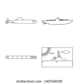 Vector design of boat and navy sign. Collection of boat and deep   stock symbol for web.