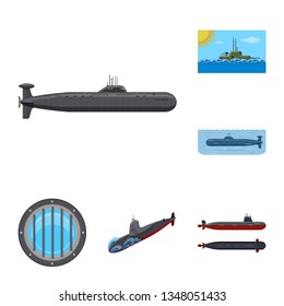 Vector design of boat and navy symbol. Set of boat and deep   stock symbol for web.