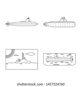 Vector design of boat and navy symbol. Set of boat and deep stock symbol for web.