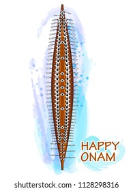 Vector design of Boat Race competition on occasion of Onam Kerala festival