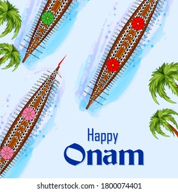 Vector design of Boat Race competition on occasion of Onam Kerala festival of South India