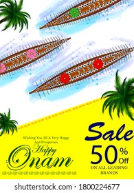 Vector design of Boat Race competition on occasion of Onam Kerala festival of South India