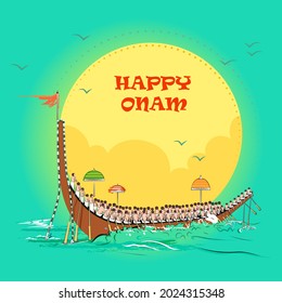 Diseño de vectores de la competición de carreras de barcos con motivo del festival Onam Kerala en el sur de India