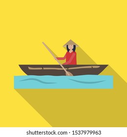 Vector design of boat and vietnamese symbol. Web element of boat and water stock vector illustration.