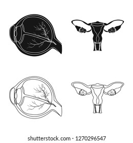 Vector design of body and human sign. Set of body and medical stock vector illustration.
